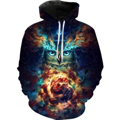 2020 AAutumn New Fashion 3D Printed Hoodies Animal Series Owl Men Sweatshirts Streetwear