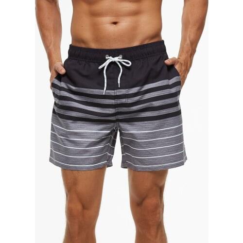 Mens Swimwear Shorts Trunks Summer Casual Beach Wear Stripes Print Swimming Trunks Beach Board Shorts