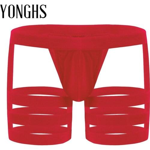 Mens Lingerie Bikini Briefs Gay Homme Sex Underwear Exotic Male Sex Underpants with Bulge Pouch Garters Hot Sexy Panties