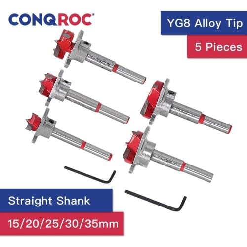 5 Pieces Forstner Drill Bits with Locator Set Wood Hinge Hole Saw Cutter 15mm 20mm 25mm 30mm 35mm Drill Bits Kit