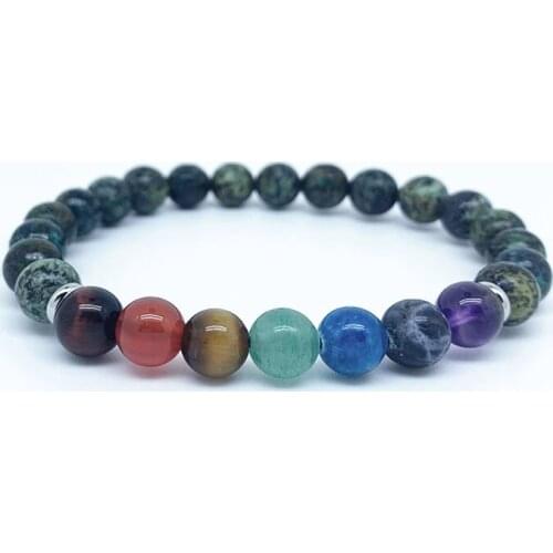 6mm 8mm Natural Turquoise Jewelry Crystals Stone Gem 7 Chakra Bracelet Yoga Lovers Cure Energy String Beads Wealth Health Purify