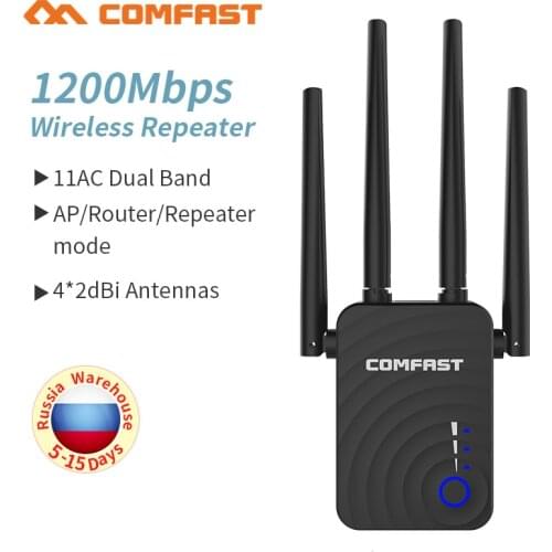Newest COMFAST CF-WR754AC WIFI Router 1200Mbps Home Wireless Extender Router Repeater 2.4G&5G Wifi Range Extender4*2dbi Antenna