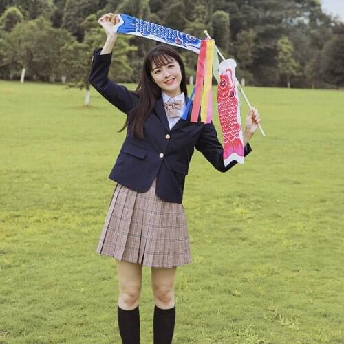 2021 Womens New High School Uniform Students Blazer Jacket Set Jk Girls Campus Style Top Jacket Sexy Mini Pleated Plaid Skirt