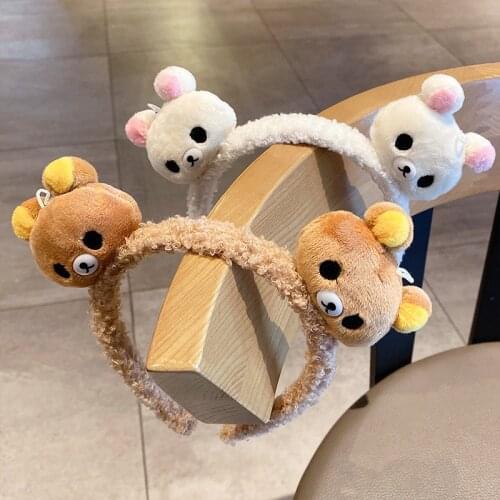 Fine Cute Bear Headbands for Women Headwear Teddy Fur Lamb Wool Headband for Girl Turban Scrunchies INS Popular Hair Accessories