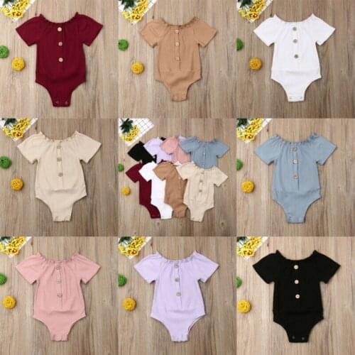 Pudcoco Brand Newborn Infant Baby Kid Girl Solid Colorful Bodysuit Cotton Blend Comfortable Cute Fashionable 0-2T