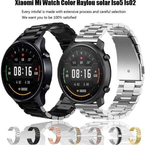 20mm/22mm Strap For Xiaomi mi Watch Color Bracelet Stainless Steel Band for xiaomi Haylou ls02 Replacement Wrist belts