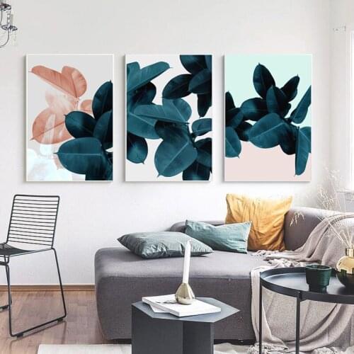 Nordic modern tropical plant leaf decoration canvas painting Poster and print art wall pictures for living room Unframed Poster