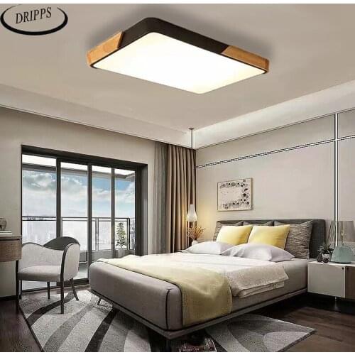 Modern LED ceiling lamp acrylic wood frame square ceiling lamp living room bedroom dining room lighting