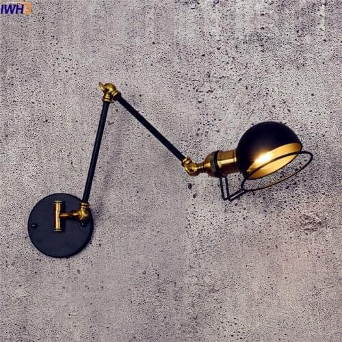 IWHD Loft Retro LED Wall Lamp Home Indoor Lighting Swing Long Arm Industrial Wall Light Edison Sconce Arandela Luminaire