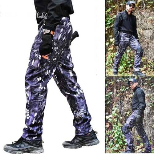 Waterproof Pants Men Winter Thick Warm Fleece Shark Skin Trousers Male Windbreaker Military Army Mens Tactical Pants camouflage