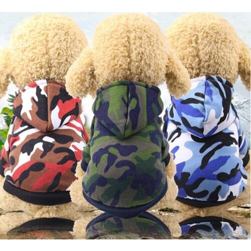 High Quality Small Pet Camouflage Hoodie Autumn Winter Warm Sweatshirt T-shirt Cotton Clothes Dog Coat for Small Medium Dogs