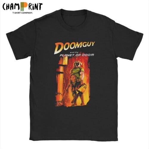 Funny Doomguy In The Planet Of Doom T-Shirt for Men Round Collar Cotton T Shirt Short Sleeve Tees Gift Idea Clothes