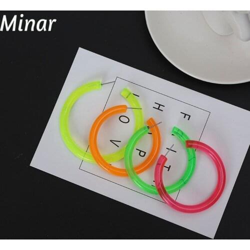 Transparent Resin Hoop Earrings Bright Color Thick Acrylic Round Earrings For Women pink green orange yellow Big Hoop Earrings
