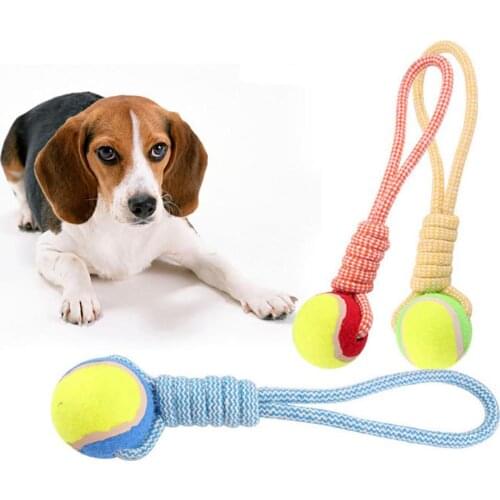 Pet Dog Cat chew toy Tennis Ball Cotton Rope Chew Bite Play Toy Teeth Cleaning Molar Pet biting molars Toys Supplies