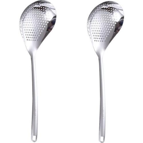 2PCS Multi-Functional Hot Pot Skimmer Spoon Stainless Steel Mesh Food Strainer for Skimming Grease and Foam Kitchen Tool