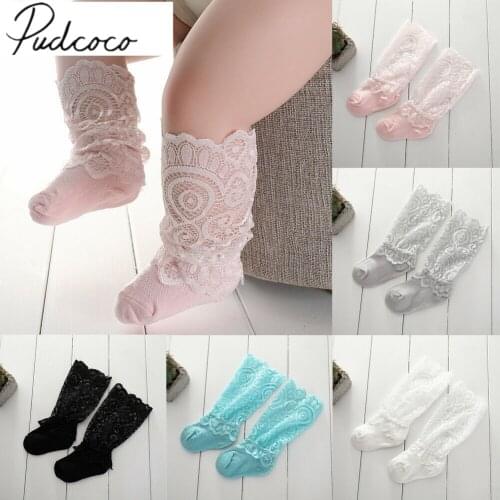 2020 Children Summer Clothing Cute Baby Girl Children Lace Socks Toddler Kids Knee High Frill Lace Solid Patchwork Socks 0-3Y