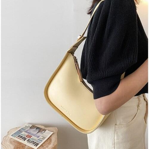2021 Luxury Designer Women Underarm Shoulder Bag Casaul Ladies Yellow Green PU Leather Handbags and Purses Axillary Flap Bags