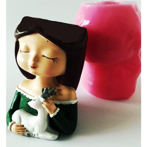 3D Silicone Girl Vase Molds Handmade Cement Resin Craft Vase Home Planter Cement Mould Silicon Cake Decoration Accessories