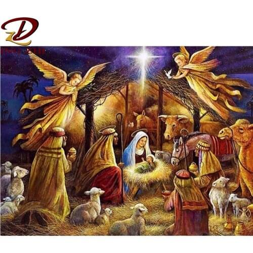 Diy 5D Diamond Painting Religion Angel Baby Cross Stitch Embroidery Modern Home Decoration Gifts Full Square Round Drill Mosaic