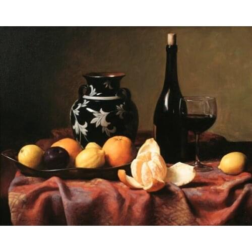 Free shipping home wall art decoration picture classical still life fruit orange red wine oil painting canvas prints on canvas