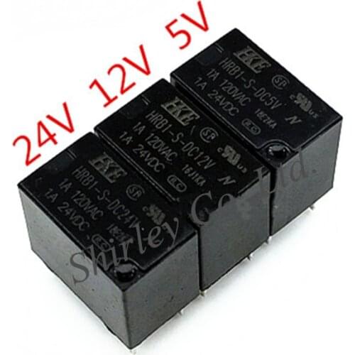 Free Shipping 10PCS 100% NEW Original Relay HKE HRB1-S- DC5V HRB1-S- DC12V HRB1-S-DC24V 5VDC 12V 24V 6pin 1A 120VAC 24VDC