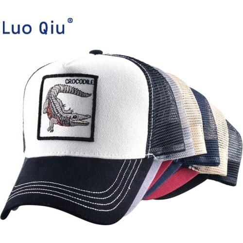 Crocodile Embroidery Baseball Cap Men Women Snapback Caps Breathable Mesh Hip Hop Hats Unisex Casual Casquette Animal Bone
