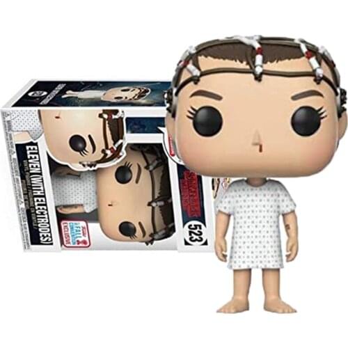 Funko pop Stranger Things Action Figure Toys Eleven (With Electrooes) #523 Action Figure POP Toys Kids Gifts Collection Dolls
