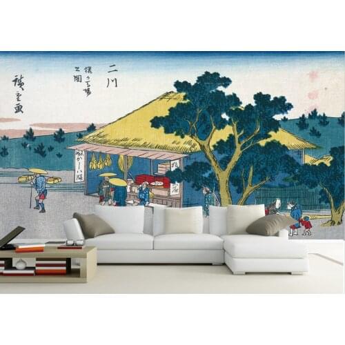 Customized 3D Japanese Architecture Landscape Ukiyo-e Chinese Painting House Living Room Bedroom Dining Room Background wall dec