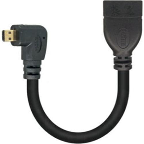 Micro HDMI- compatible Male to HDMI Female Adapter Cable Left Angle 90 Degree HDMI Converter Code for PC HDTV Projector