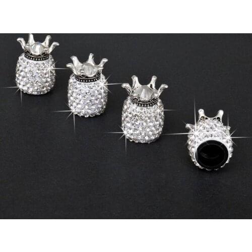 4 Pack Rhinestone Tire Air Stem Valve Caps Dustproof Covers Fits for Cars SUVs Truck Bike Leak-Proof Air Protection