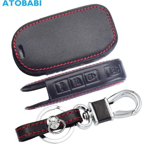 Leather Car Key Cover For Kia Forte Soul 2019 2020 Telluride 4 Buttons Keychain Holder Smart Remote Control Fob Protector Cases