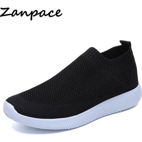 Zanpace Sneakers Women Spring Mesh Loafers Breathable Knit Shallow Ladies Shoes Casual 4 Colors Large Size Light Women Shoes