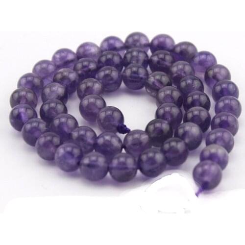 Free Shipping 4/6/8/10/12mm Natural Gemstone Purple Quartz Amethyst Round Jewelry Making Wholesale Beads 15"