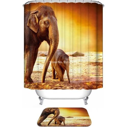 Winter Snow Beach Dog Bicycle Pattern Waterproof and Mildewproof Hook Washable Fashion Shower Curtain Home Bathroom Decoration