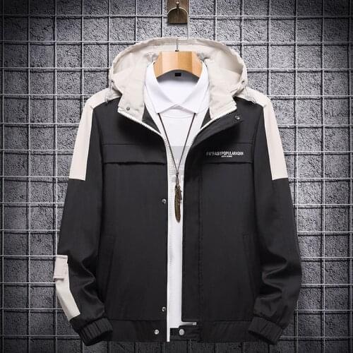 Jacket Mens Casual Outerwear Mens Hooded Street Hip Hop Bomber Jacket Mens Autumn Fashion Brand Clothing Size M~4XL