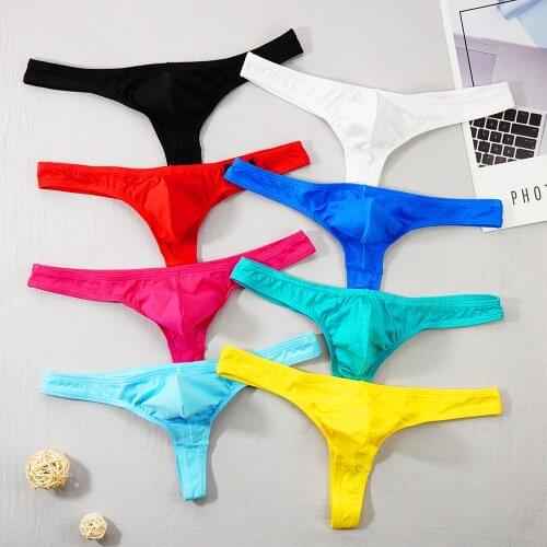Mens Sexy Underwear Gay Breathable Thongs and G Strings Erotic Soft Briefs Briefs Solid Tangas M-XXL