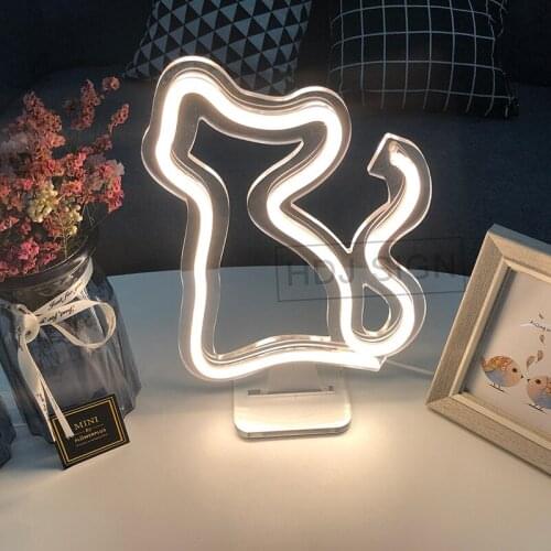 Cat Neon Night Light LED Suitable For Home Bedroom Party Desk Lamp Table Decor Light Personalized Creative Birthday Gift
