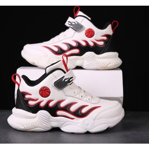2021 New Basketball Shoes Kids Breathable Comfortable Running Lace Up Velcro Gym Shoes Children Sneakers