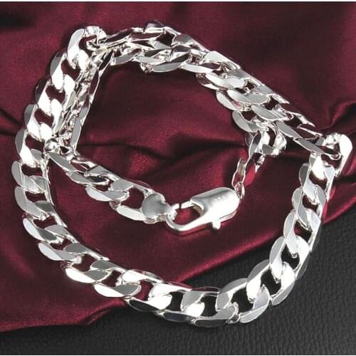 New Arrivals Women 8MM Full Sideways Silver Necklace 925 Sterling Silver Fashion Jewelry Women Men Link Chain Necklace X03-8