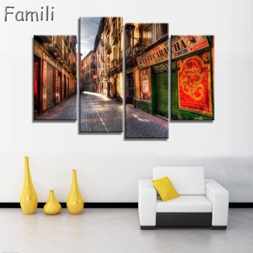 Landscape Decoration Colorful Spain Architecture Canvas Painting Large HD City Landscape Wall Picture Prints Modern Painting