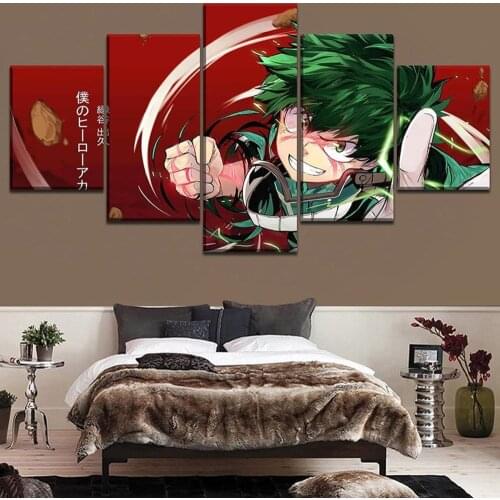 5 Piece Wall Art Canvas Anime Manga Picture My Boku No Hero Academia Izuku Posters And Prints Home Interior Decoration Paintings