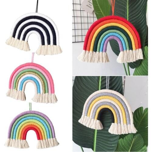 INS Children Room Wall Decoration Pendant Hand-woven Boho Rainbow Pendant Wall Hanging Ornaments Photo Props Kids Bedroom Decor