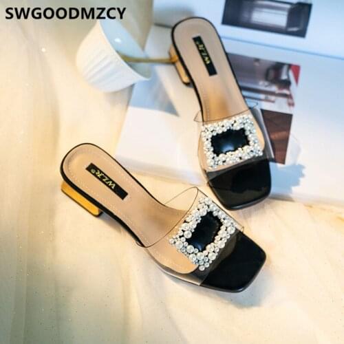 Transparent Slippers Shoes Woman Heel Slippers Women Fashion Sandals Slides Designer Slides Women 2020 Bayan Ayakkabi Kapcie
