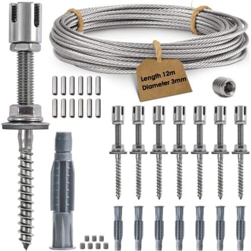 Stainless Steel Trellis Plant Climbing Green Wall Mesh Professional Complete 8 Halters 12 m Wire Rope Mesh for Plant Climbing Ki