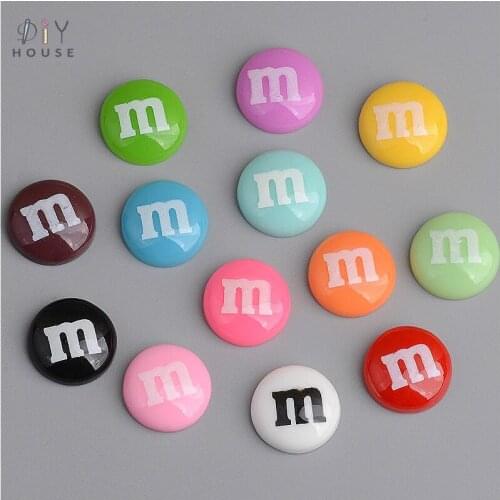 20Pcs Cute Letter M Planar Flake Resin Accessories DIY Craft Supplies Chocolate Beans Phone Headwear Decor Material Ornaments