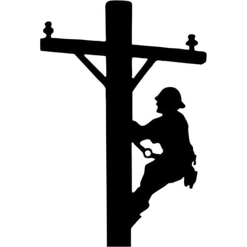 9.5cm*14.2cm Cartoon Fun Lineman Electrician Cable Worker Vinyl Car Sticker Decals Decor Black/Silver S6-3894