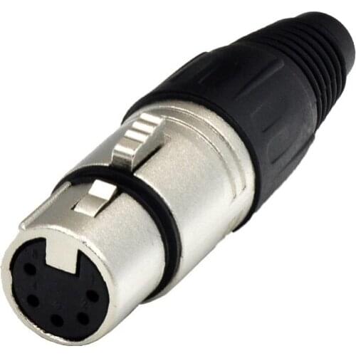 High quality 50pcs/lot NC5FX 5 Pin Pole XLR Female Audio Cable Connector Mic Microphone Silver