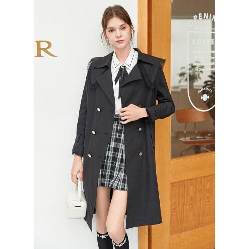 Windbreaker womens middle long section 2021 new Korean version loose temperament leisure large lapel black coat