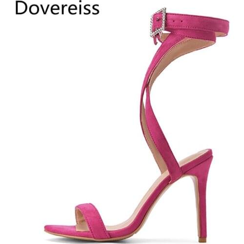 Dovereiss Fashion Summer Womens Shoes Pointed to Femmes Gladiator Sling Back Buckle Party Shoes Stilettos Heels Sandals 36-47