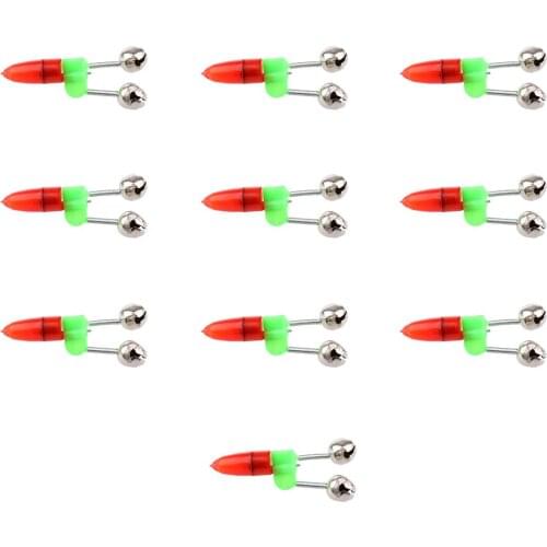 10 Pieces 3 Colors Fishing Rod Bell Bite Lure Alarm With LED Light